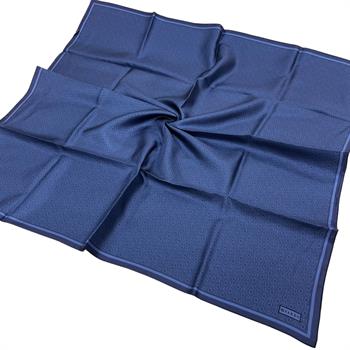 Vakko Twill İpek Eşarp - Yeni Monogram - Lacivert