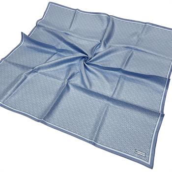 Vakko Twill İpek Eşarp - Yeni Monogram - Mavi