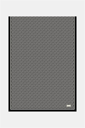 Vakko Twill İpek Şal - Helezon Monogram - Siyah Krem