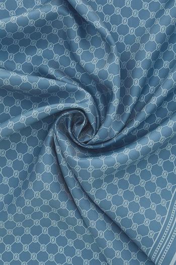 Vakko Twill İpek Şal - Özel Seri - Açık Kot Mavi