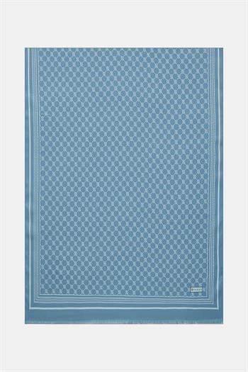 Vakko Twill İpek Şal - Özel Seri - Açık Kot Mavi