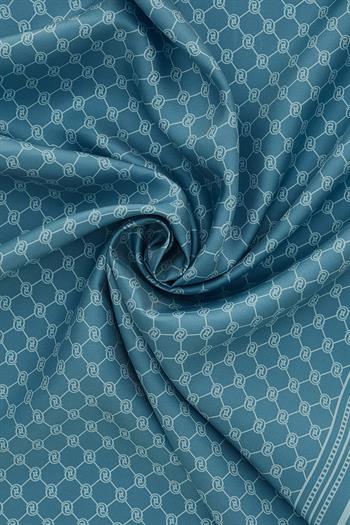 Vakko Twill İpek Şal - Özel Seri - Açık Kot Mavi