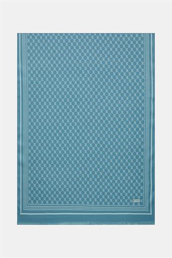 Vakko Twill İpek Şal - Özel Seri - Açık Kot Mavi