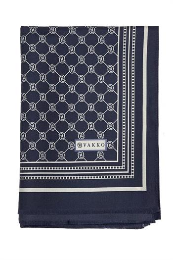 Vakko Twill İpek Şal - Özel Seri - Açık Lacivert