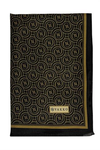 Vakko Twill İpek Şal - Yeni Monogram - Acı Kahve