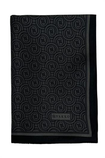 Vakko Twill İpek Şal - Yeni Monogram - Füme