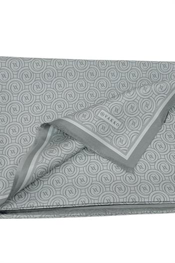 Vakko Twill İpek Şal - Yeni Monogram - Gri Füme