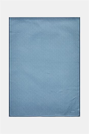 Vakko Twill İpek Şal - Yeni Monogram - Kot Mavi