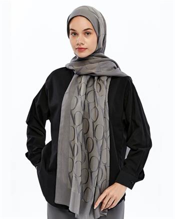 Valentino Orlandi Alia Şal - VO Motif Desen - Koyu Gri