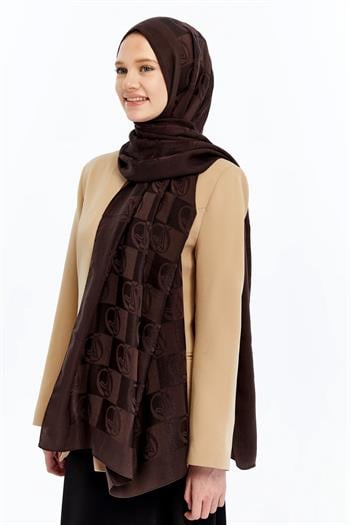Valentino Orlandi Alia Şal - Yeni Dama Desenli - Acı Kahve