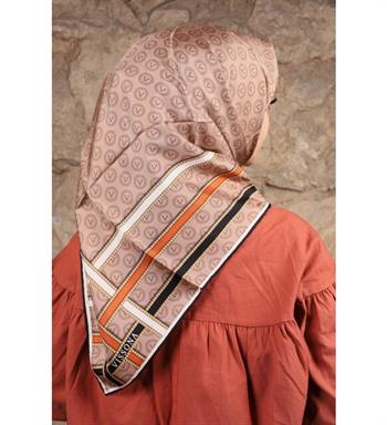 Vissona Twill İpek Eşarp - 16505 - 0004-0013 Bej Turuncu