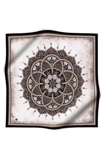 Vissona Twill İpek Eşarp - 17376 - 0001-0003 Siyah Krem