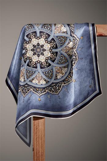 Vissona Twill İpek Eşarp - 17376 - 0031-0033 İndigo Lacivert