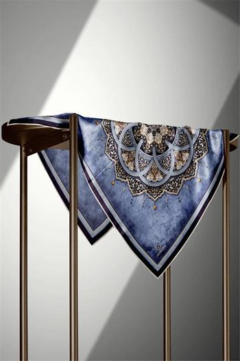 Vissona Twill İpek Eşarp - 17376 - 0031-0033 İndigo Lacivert