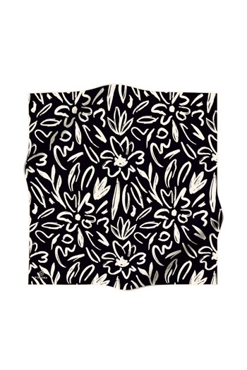 Vissona Twill İpek Eşarp - 60337 - 0001-0003 Siyah Krem