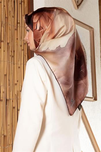 Vissona Twill İpek Eşarp - 61015 - 0014 Kahve