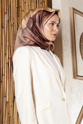 Vissona Twill İpek Eşarp - 61015 - 0014 Kahve