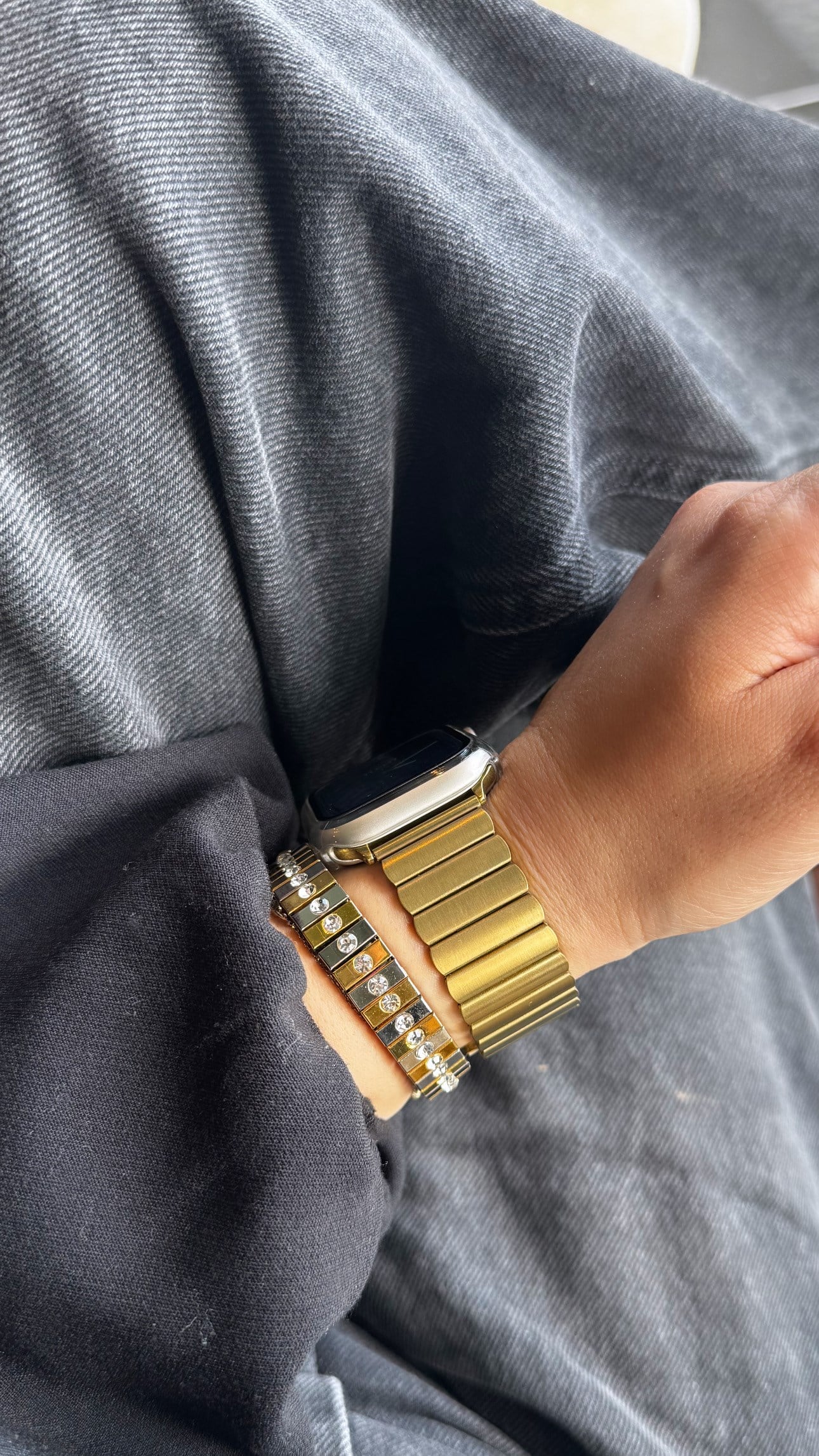 Baklalı Çelik Applewatch Kordon Gold