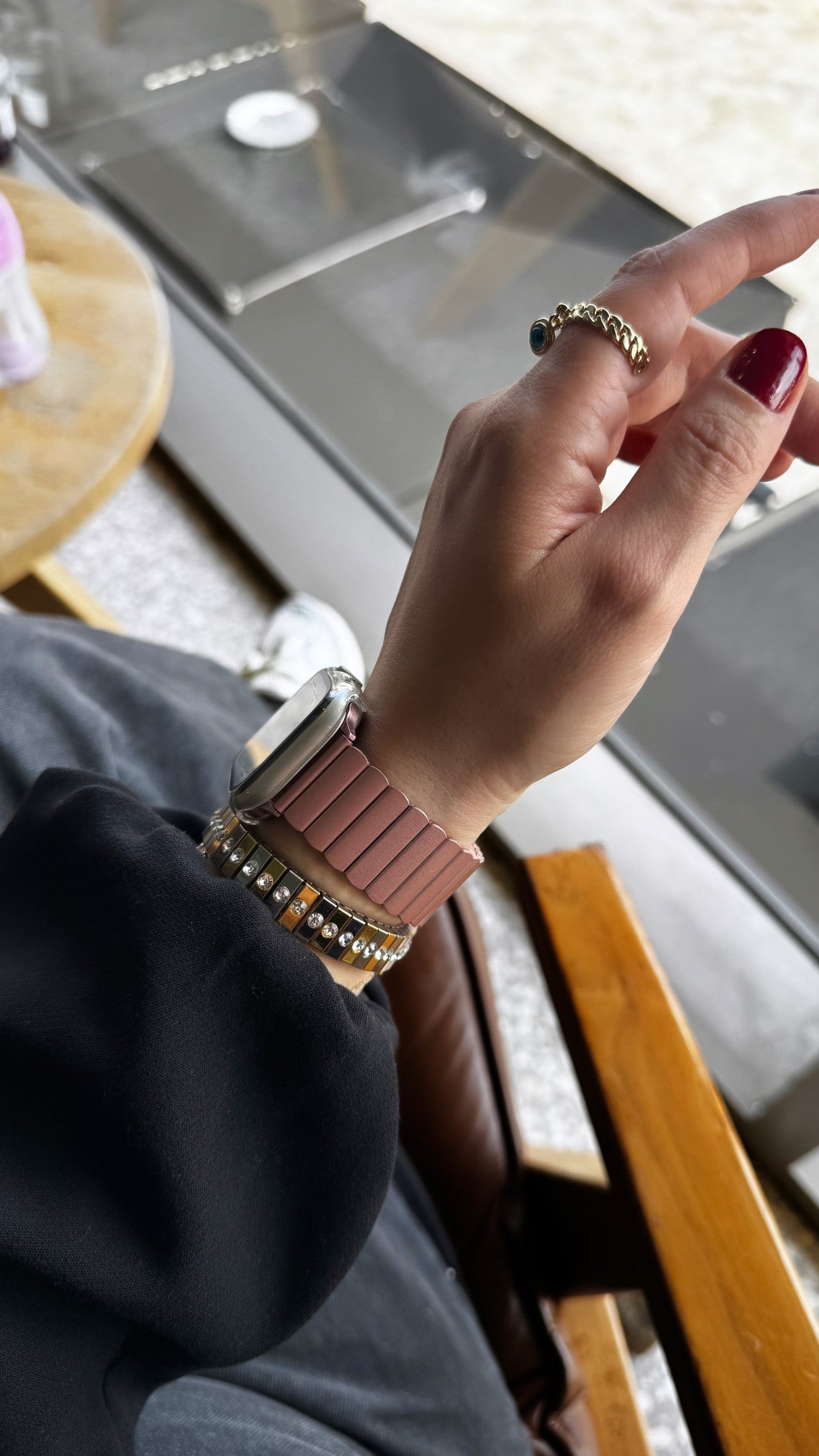 Baklalı Çelik Applewatch Kordon Rose