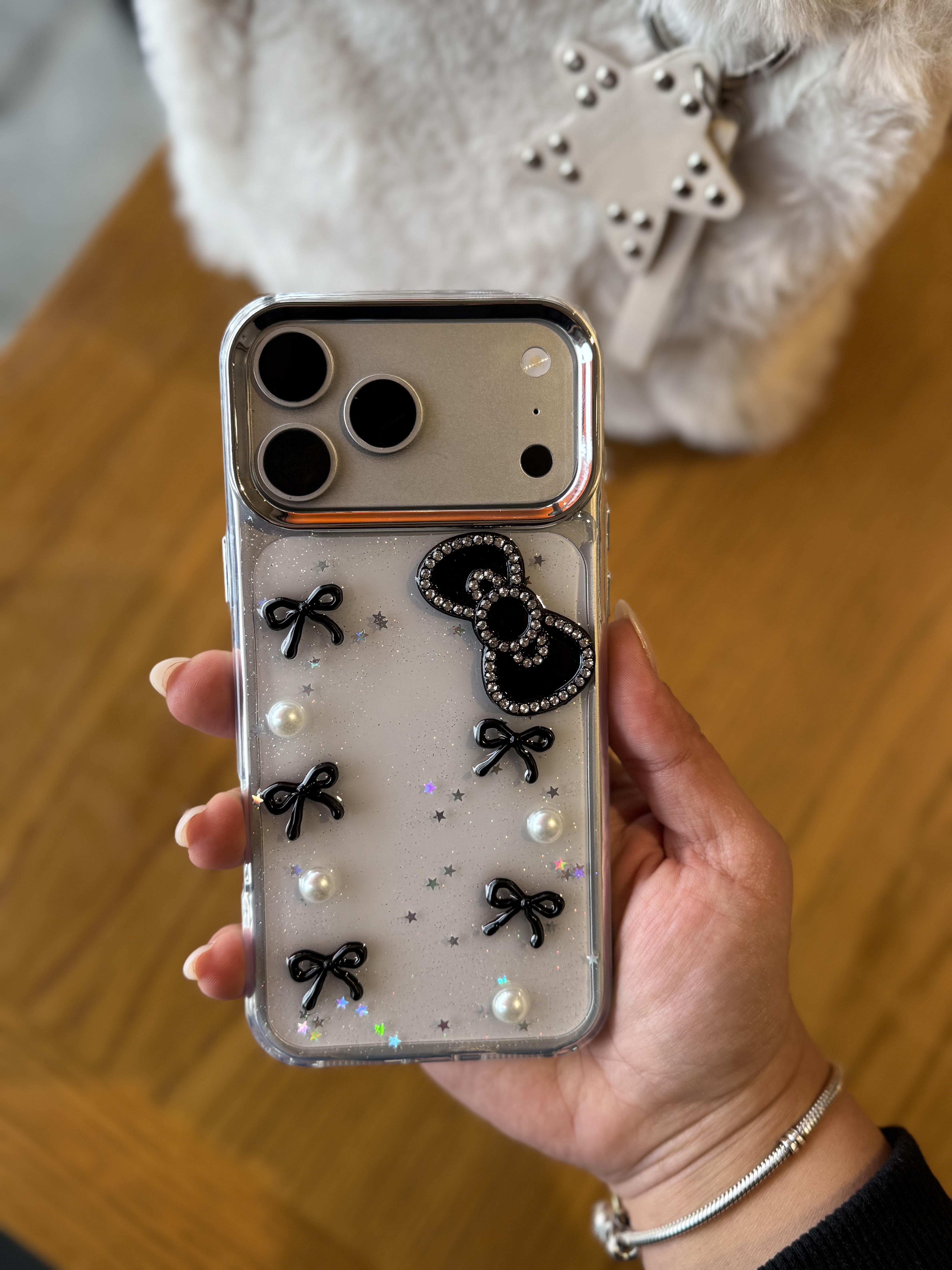Fiyonklu İphone Telefon Kılıfı Siyah
