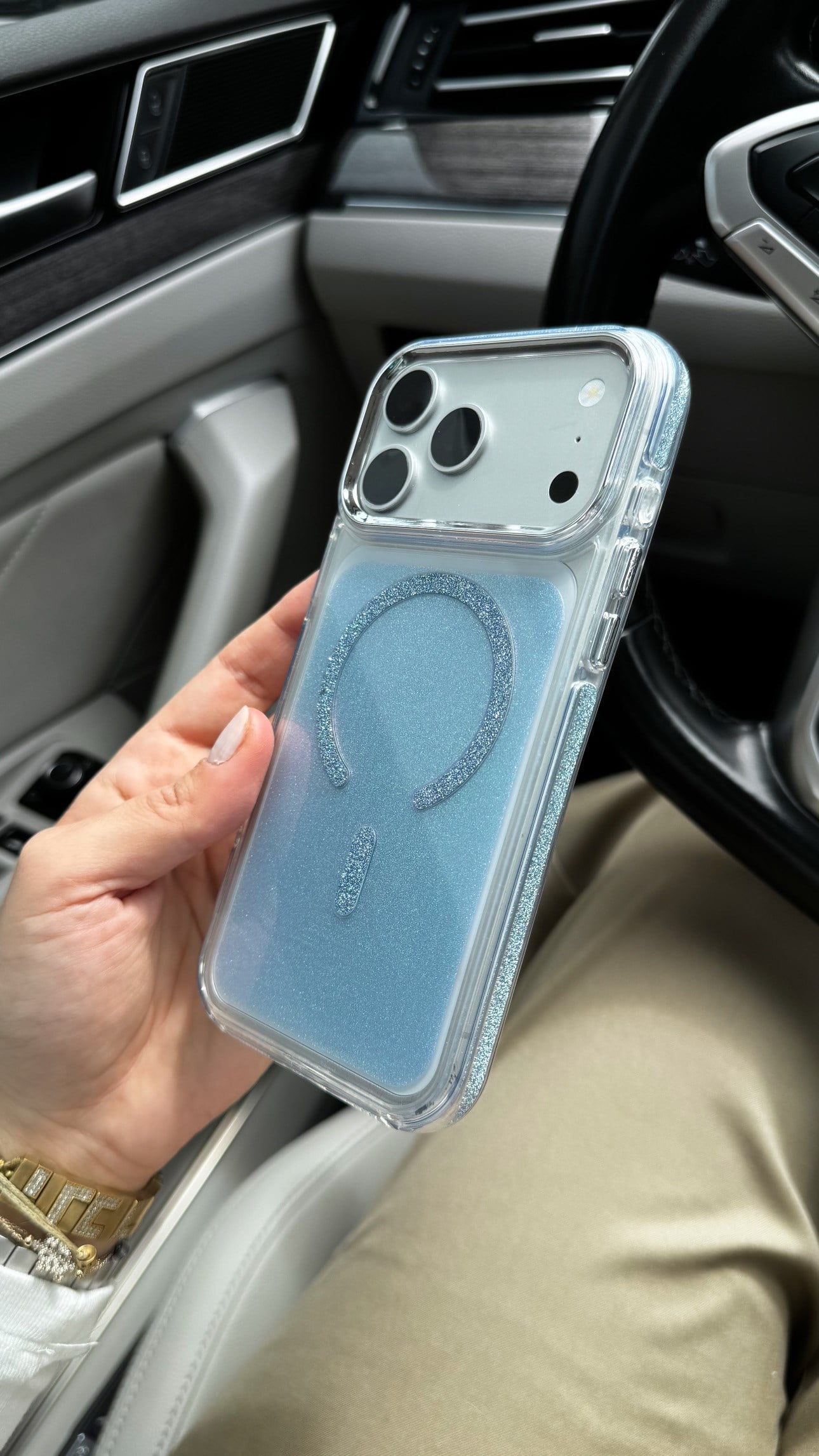 Glitter Magsafe İphone Telefon Kılıfı Mavi