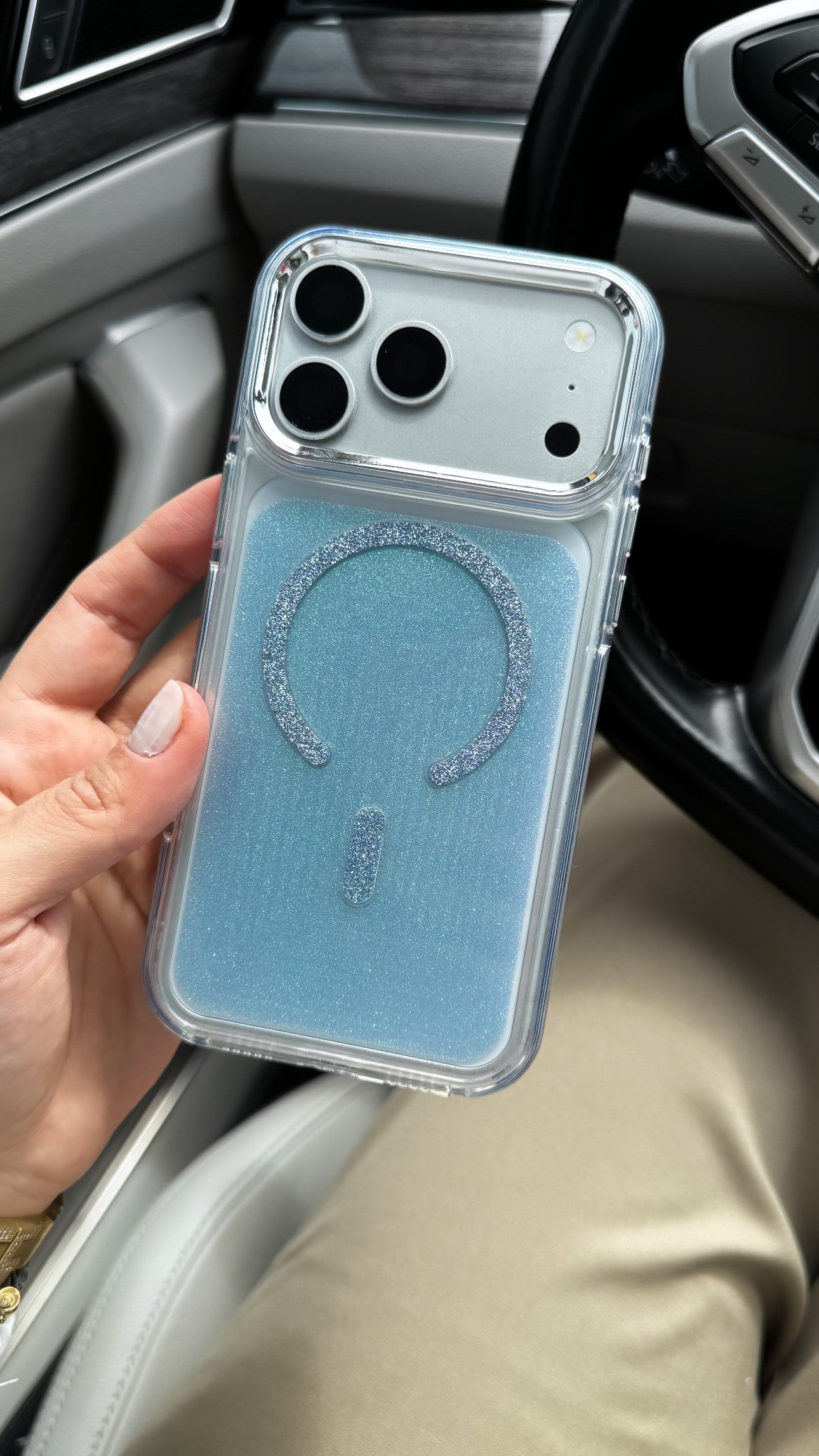 Glitter Magsafe İphone Telefon Kılıfı Mavi