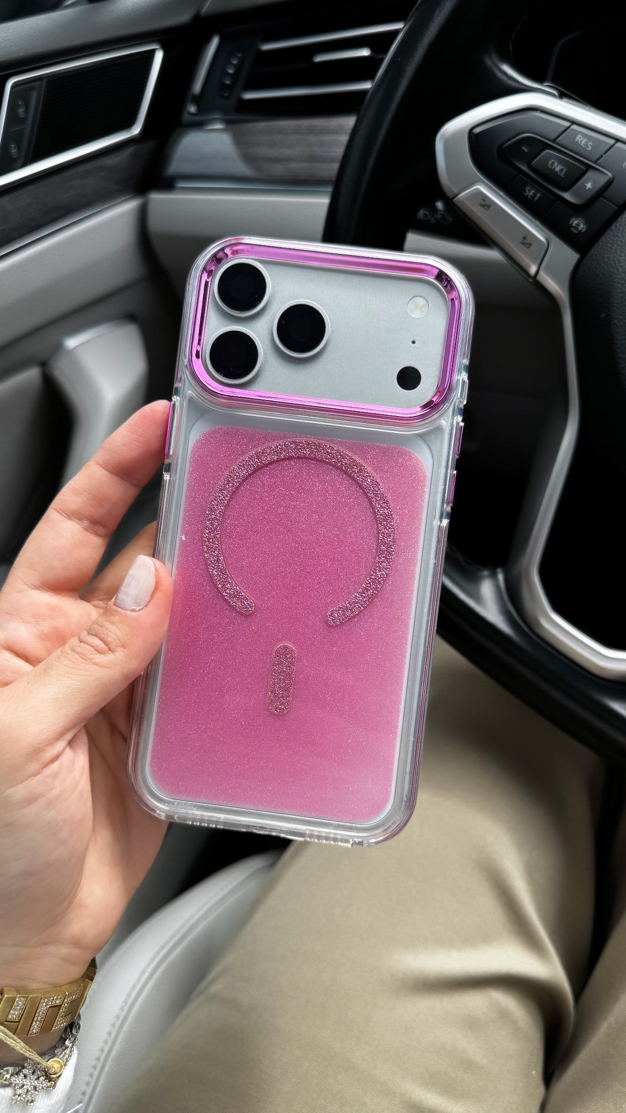 Glitter Magsafe İphone Telefon Kılıfı Fuşya Pembe
