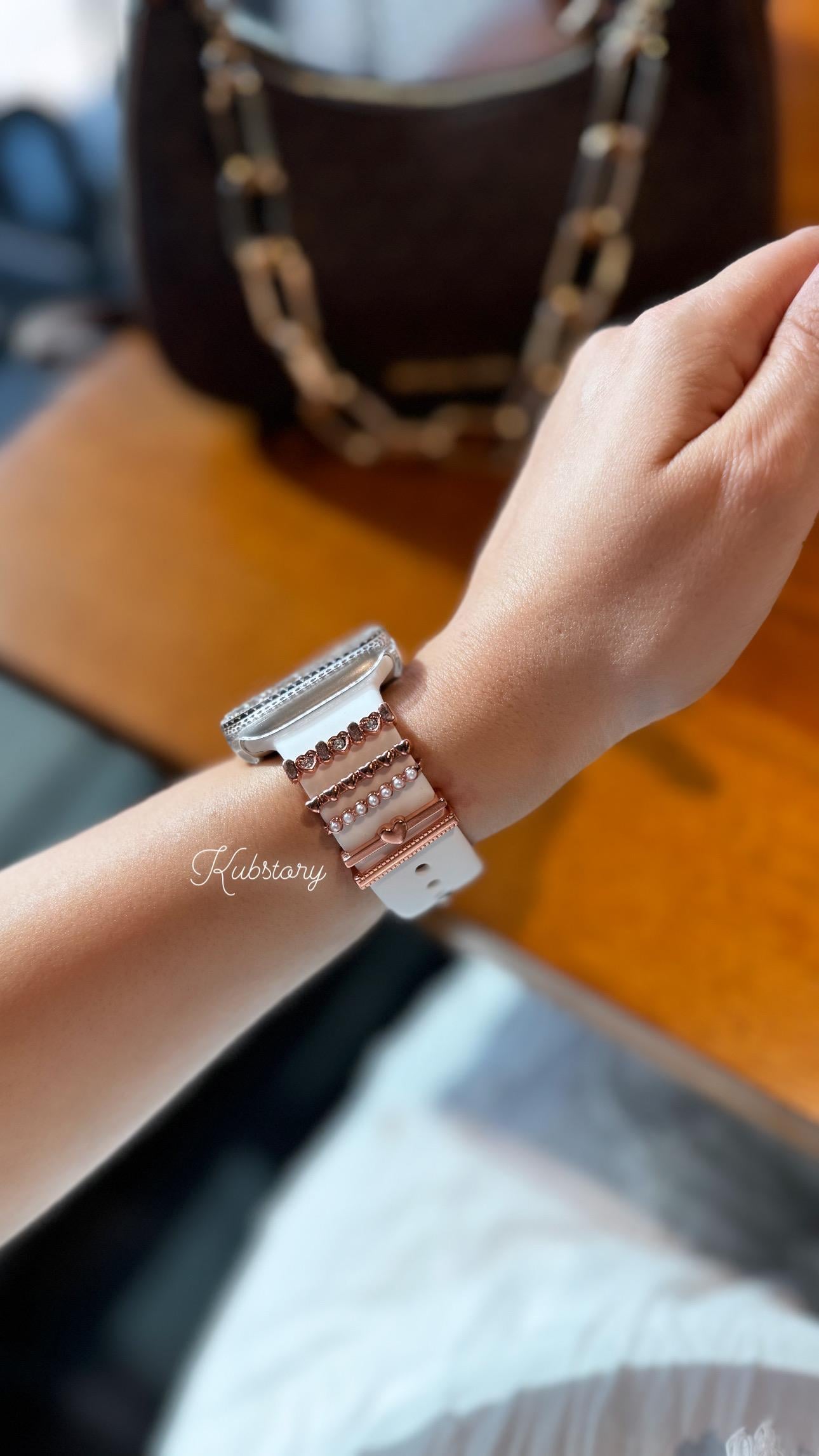 İncili Kalp Watch Saat Charmı Rose