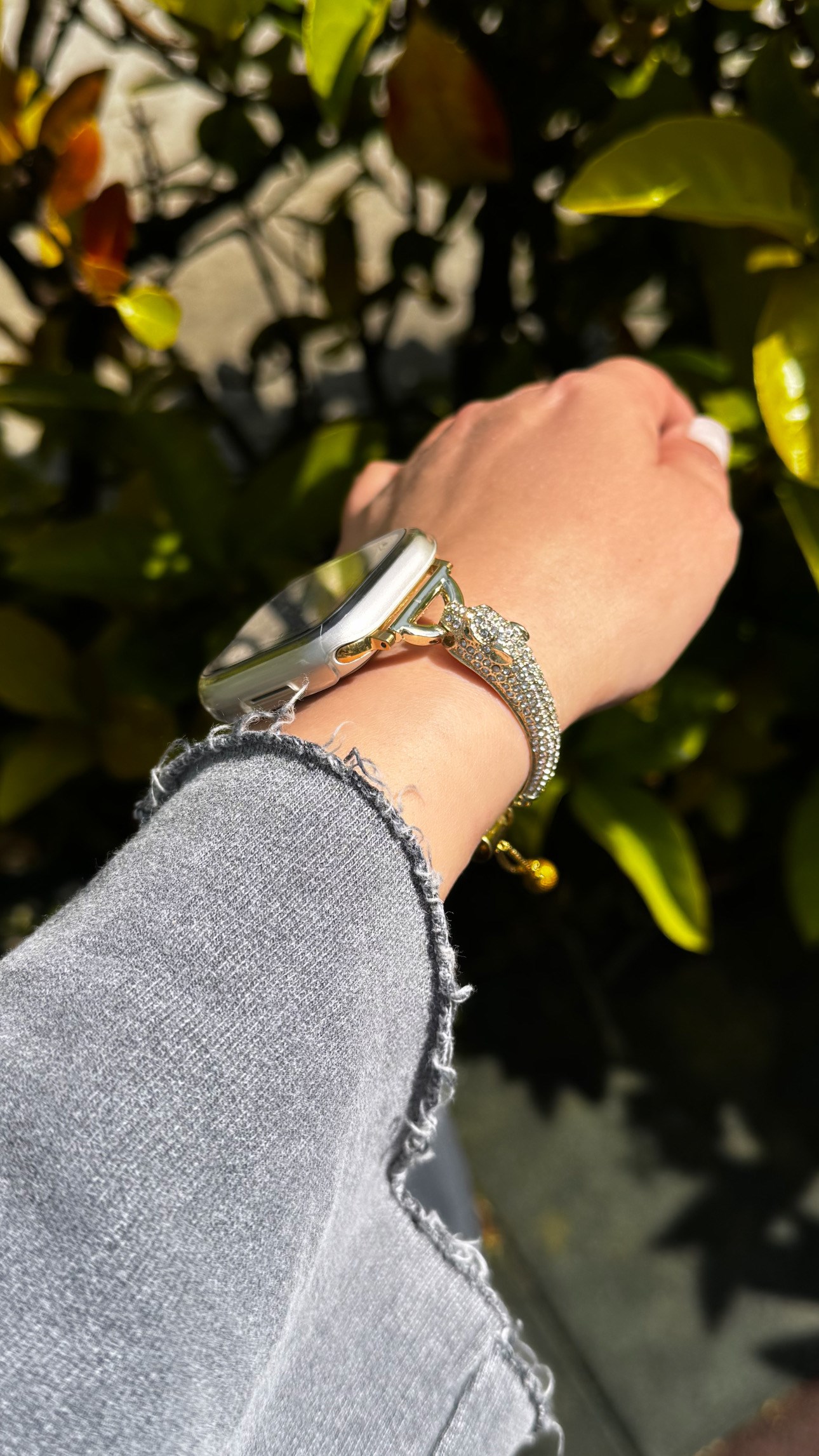 Luna Shine Taşlı Apple Watch Kordon Gold