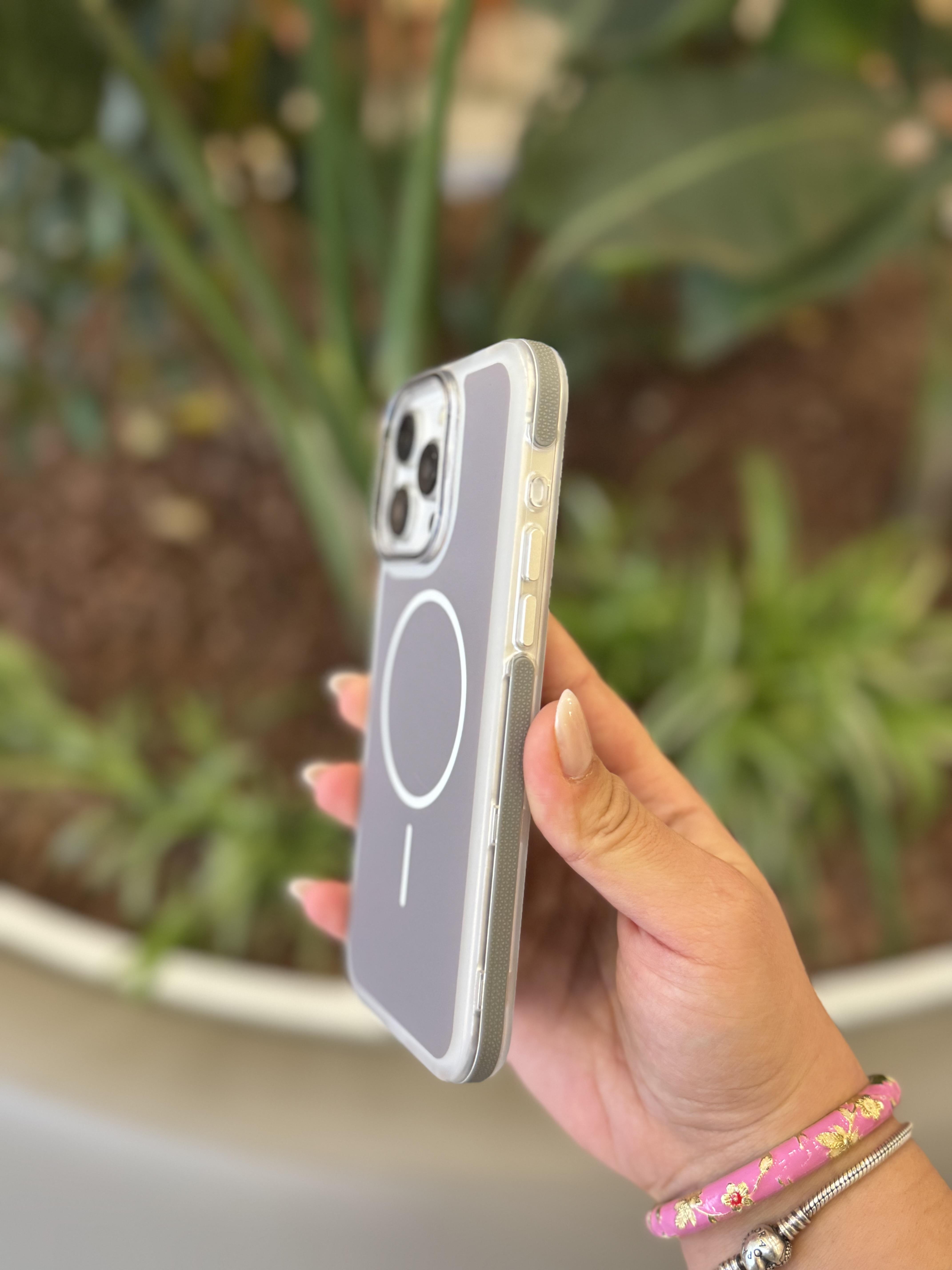 Magsafe Uyumlu Renkli İphone Telefon Kılıfı Gri