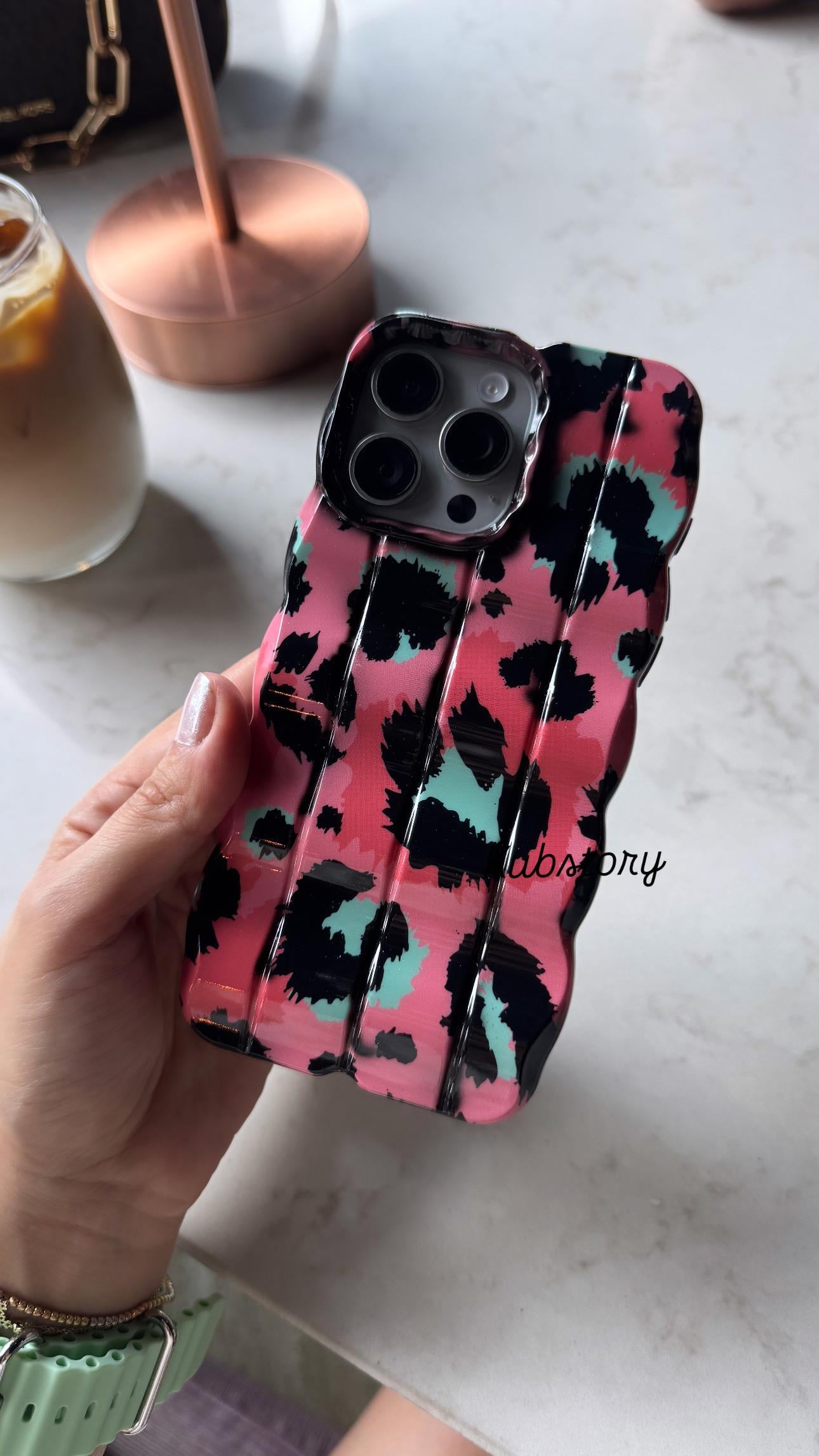 Wildrop Leopar İphone Telefon Kılıfı Koyu Pembe