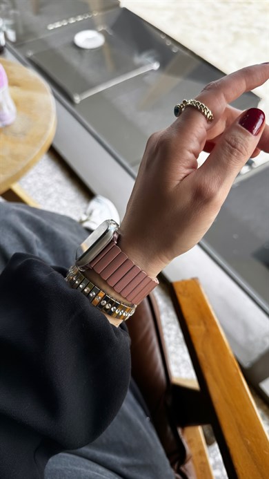 Baklalı Çelik Applewatch Kordon Rose