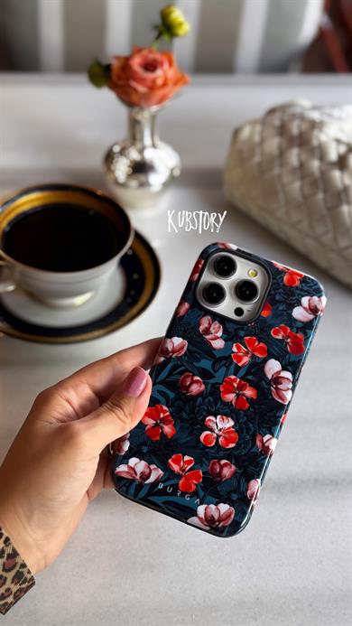 Brg İphone Telefon Kılıfı Çiçek Lacivert