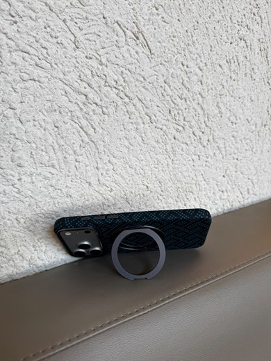 Carbon Standlı Magsafe İphone Telefon Kılıfı Lacivert