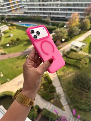 Color Frame MagSafe İphone Telefon Kılıf Pembe