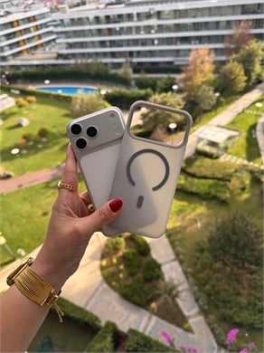 Color Frame MagSafe İphone Telefon Kılıf Gri