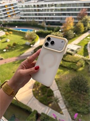 Color Frame MagSafe İphone Telefon Kılıf Krem