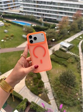 Color Frame MagSafe İphone Telefon Kılıf Turuncu