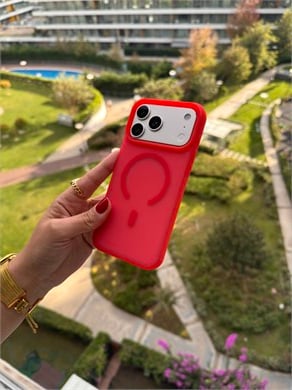 Color Frame MagSafe İphone Telefon Kılıf Kırmızı