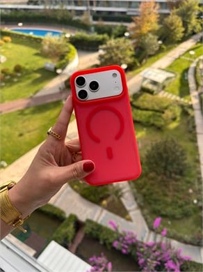 Color Frame MagSafe İphone Telefon Kılıf Kırmızı