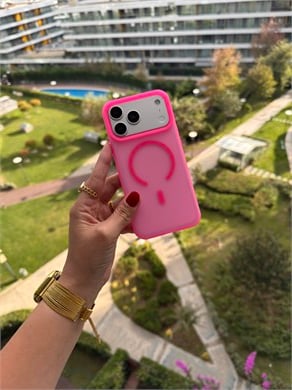 Color Frame MagSafe İphone Telefon Kılıf Pembe