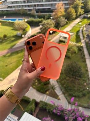 Color Frame MagSafe İphone Telefon Kılıf Turuncu