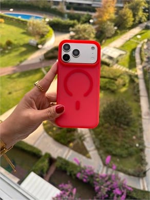 Color Frame MagSafe İphone Telefon Kılıf Kırmızı