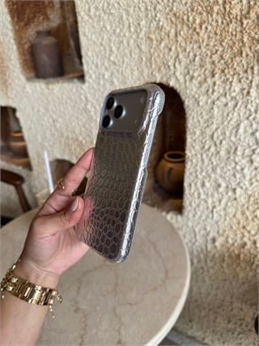 Croco Yılan Derili İphone Telefon Kılıfı Gümüş