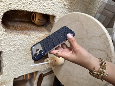 Croco Yılan Derili İphone Telefon Kılıfı Lacivert