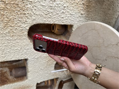 Croco Yılan Derili İphone Telefon Kılıfı Kırmızı