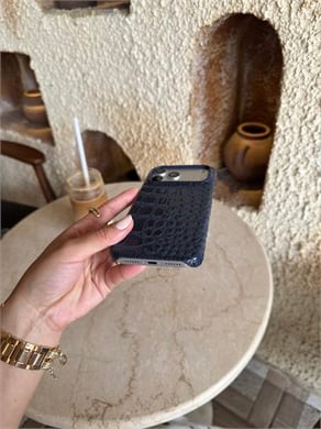 Croco Yılan Derili İphone Telefon Kılıfı Lacivert