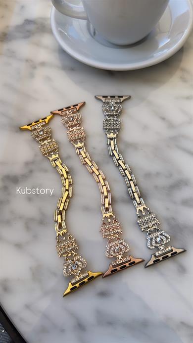 Crown Taç Desenli Metal Kordon Gümüş