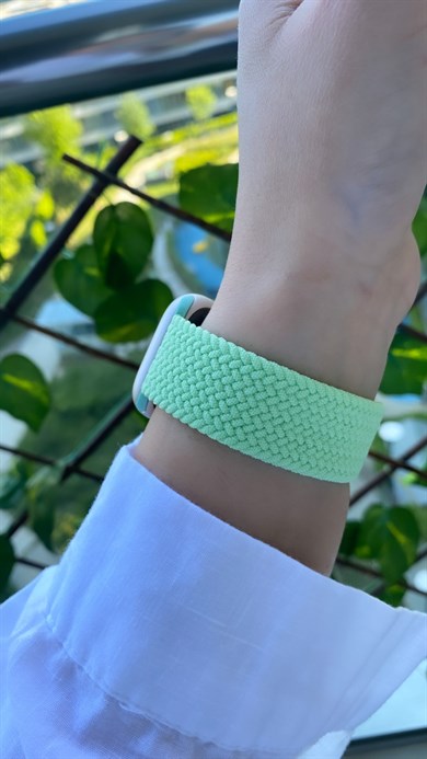 Fıstık Yeşil Örgü Loop Kordon