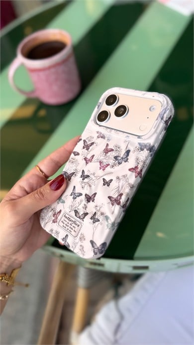 Flower Pastel İphone Telefon Kılıfı Kelebek